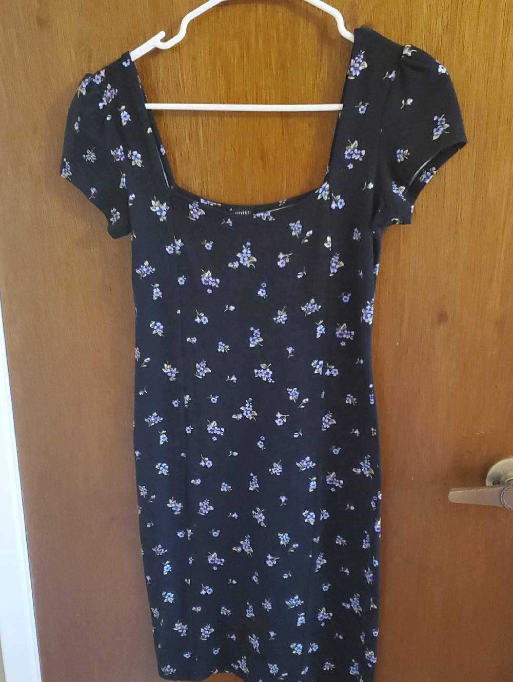 Forever 21 Black Mini Dress with Purple Floral Print
